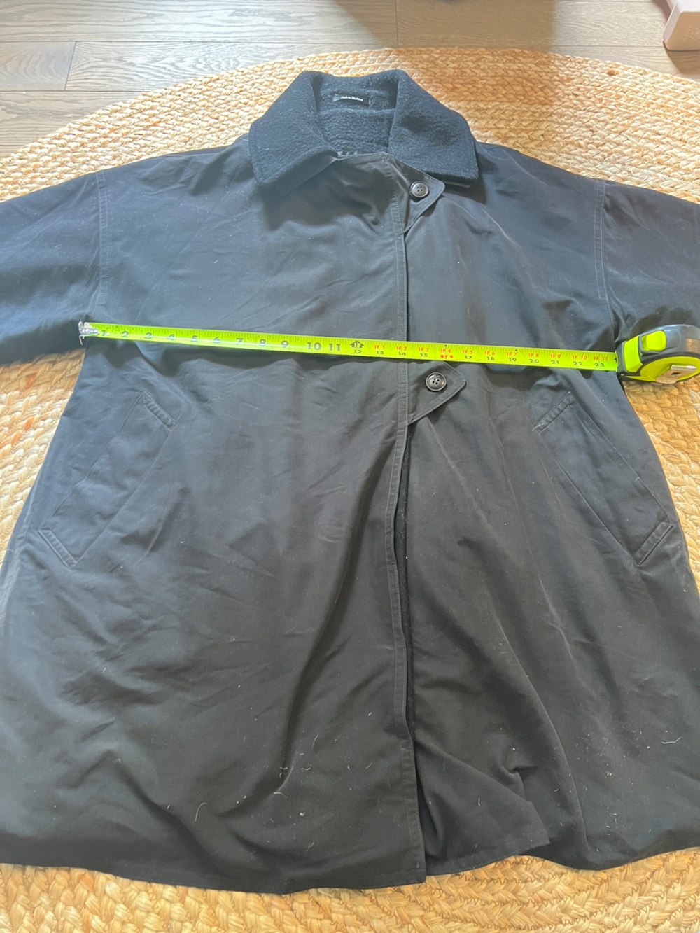 San Yo by Carol Cohen Black Wool Blend Trench Coat Jacket XS - Picture 7 of 8